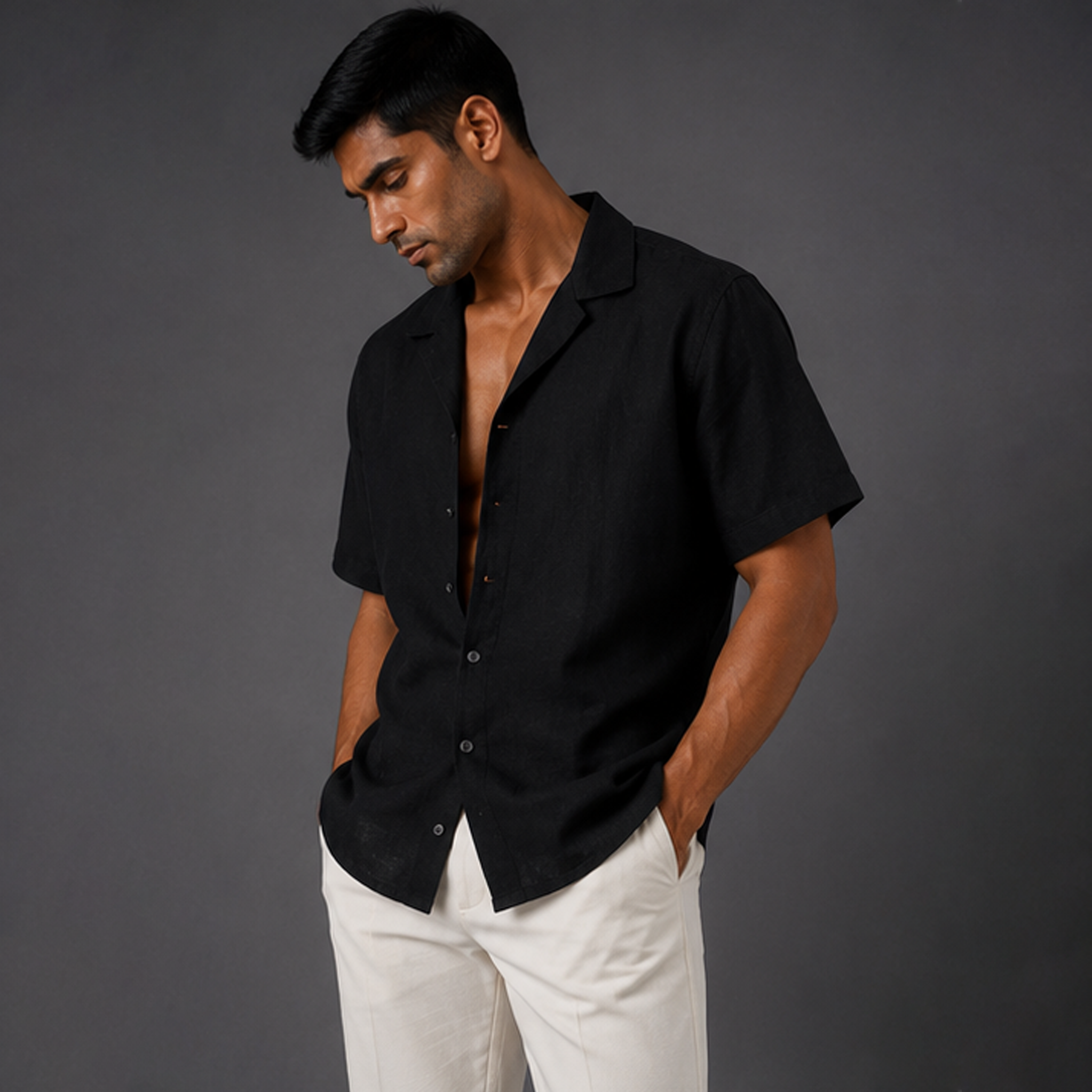 Linen Regular Fit Short Sleeve Shirt