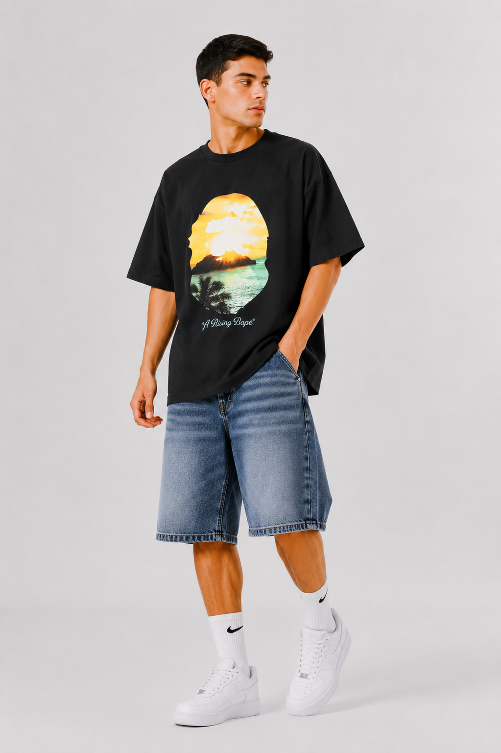 A RISING BAPE Oversized T-shirt