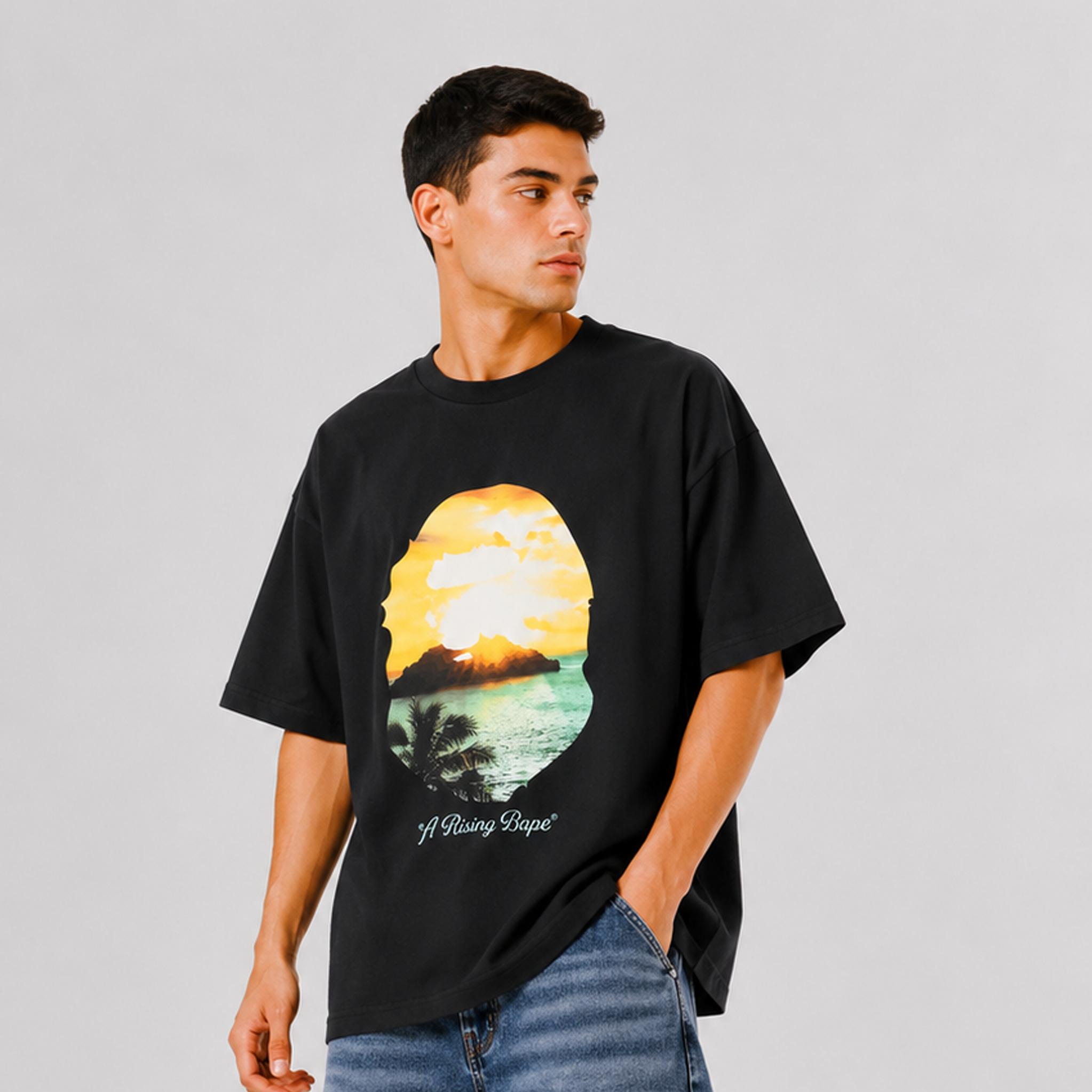 A RISING BAPE Oversized T-shirt