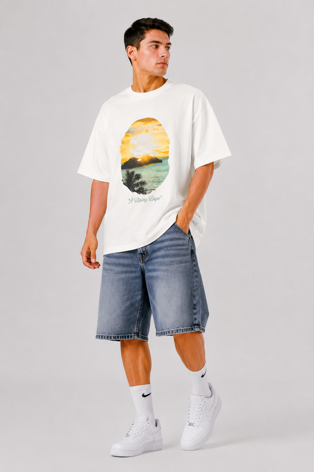 A RISING BAPE Oversized T-shirt